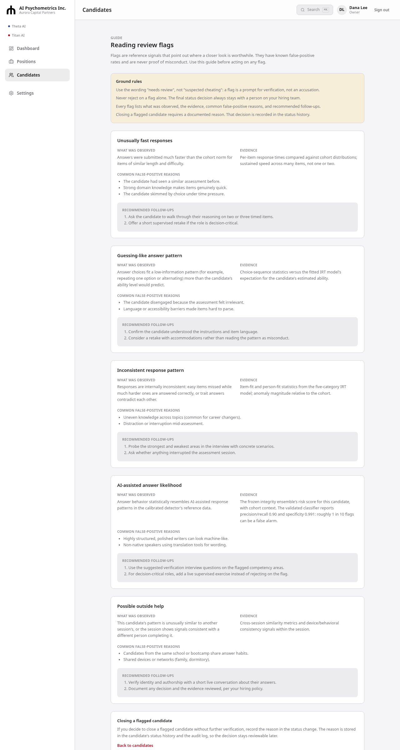 Review flags English interface